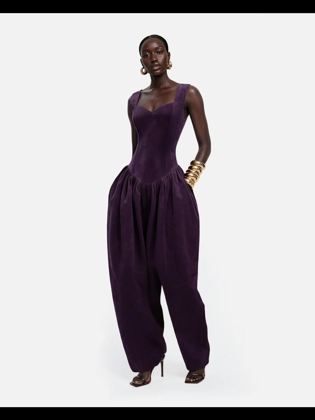Hanifa Deep Plum/Eggplant Vegan Suede Adjustible Strap Amanda Jumpsuit Iii